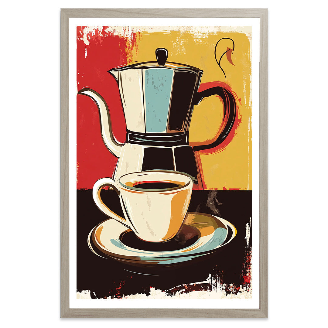 Café affiche cadre beige