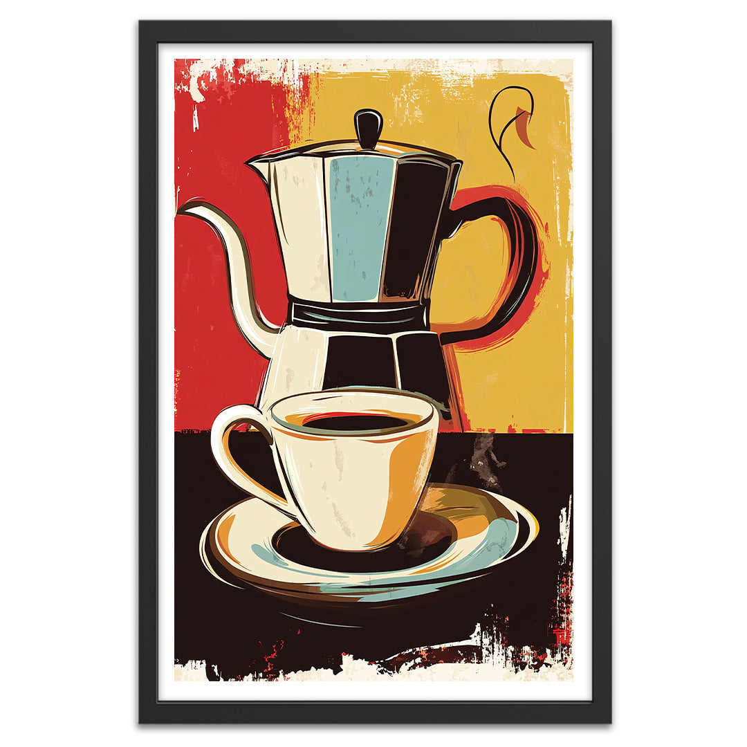 Café affiche cadre noir