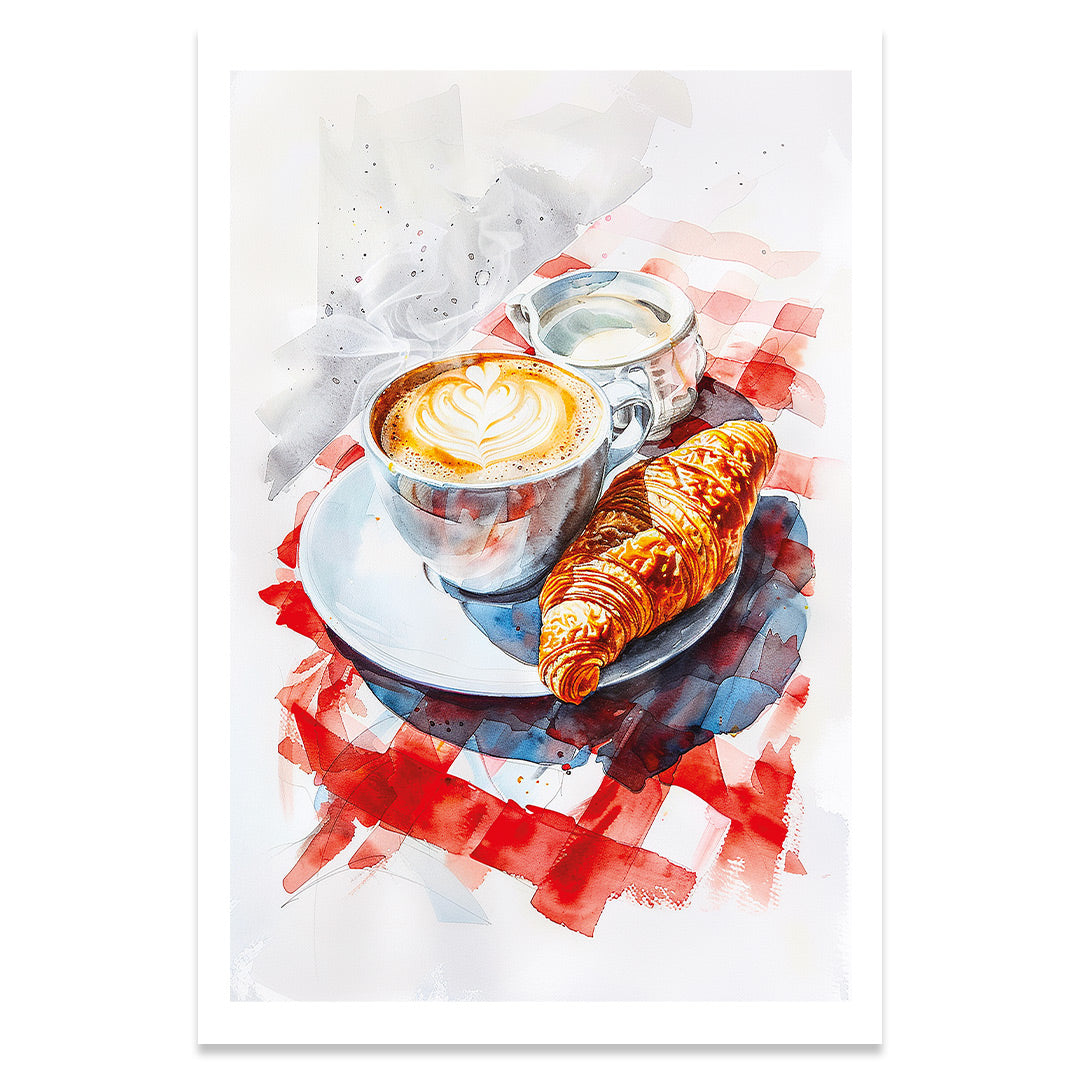 Café croissant affiche