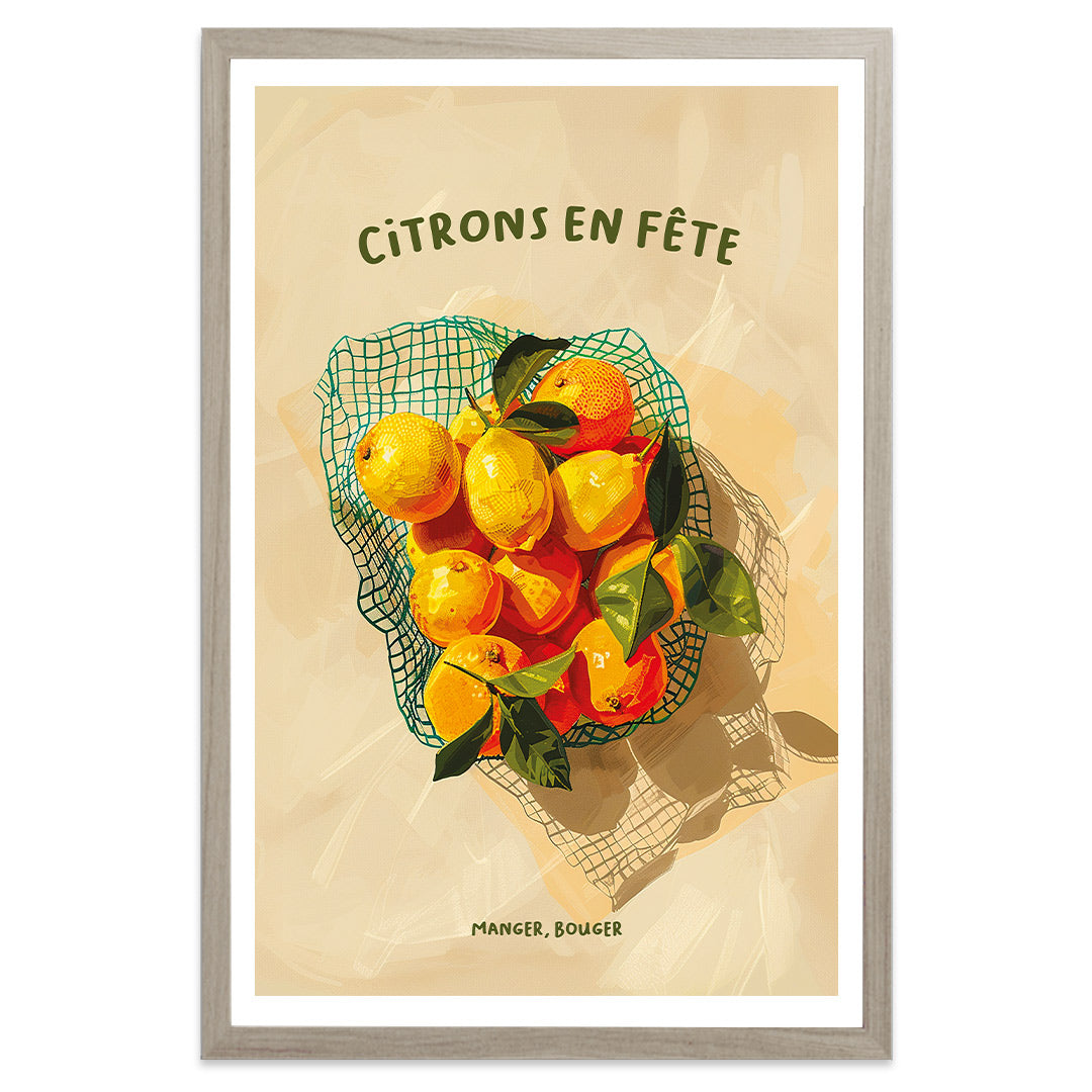 Citrons en fête cadre gris