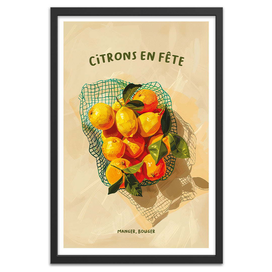 Citrons en fête cadre noir