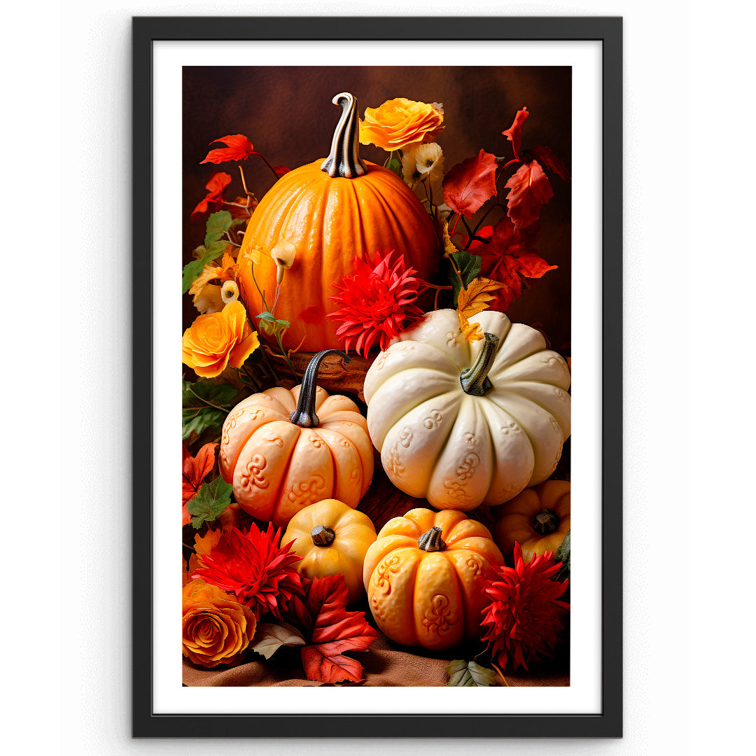 Citrouilles et feuilles d'automne