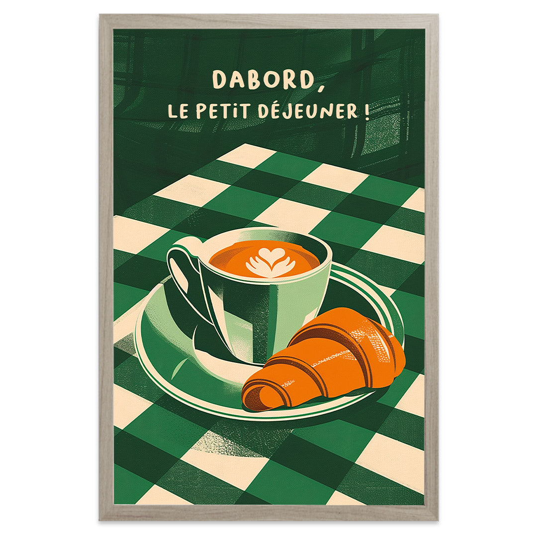 Petit déjeuner affiche cadre beige