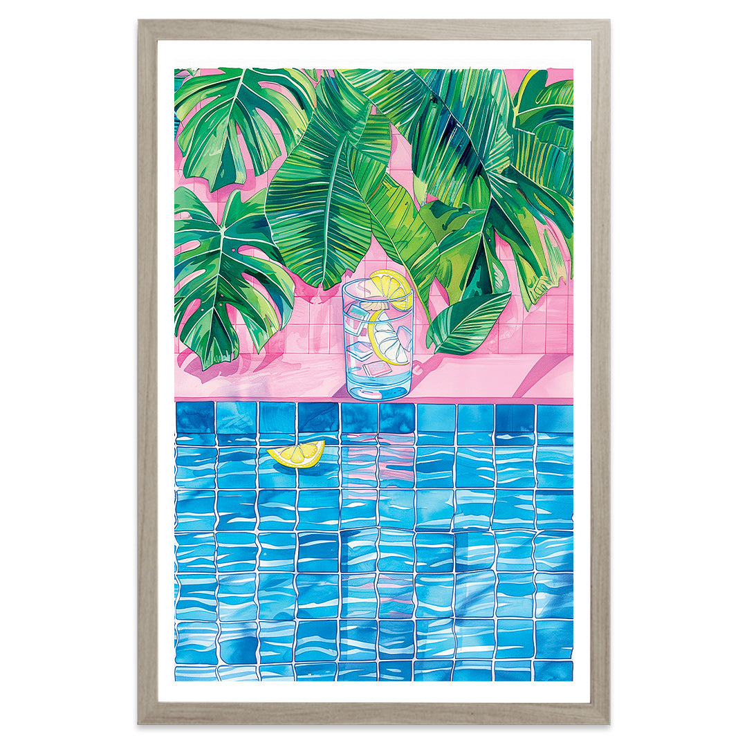 Piscine tropicale cadre gris