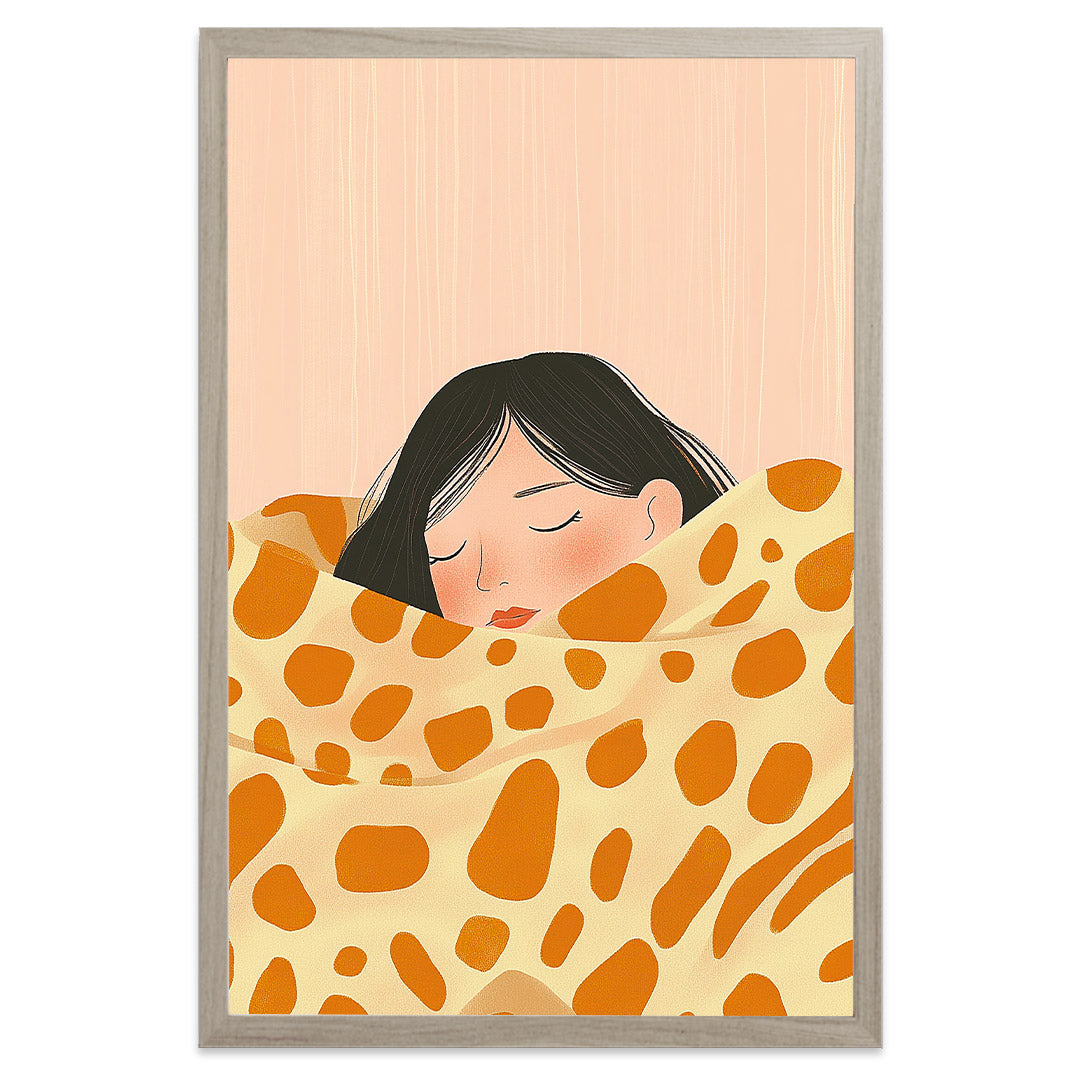 Sieste pastel affiche cadre beige