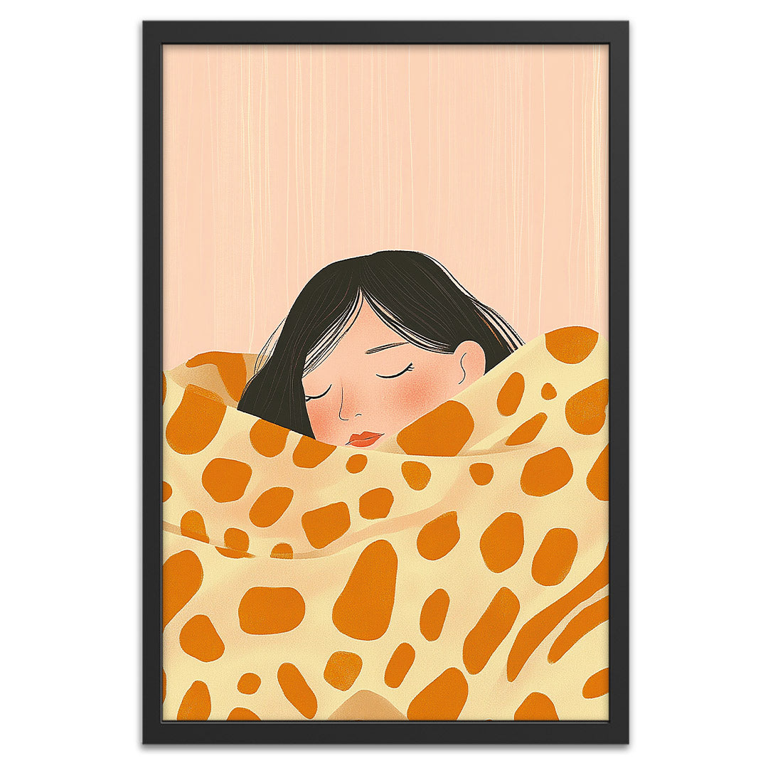 Sieste pastel affiche cadre noir