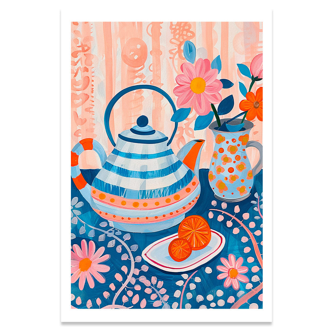 Teapot fleuri affiche