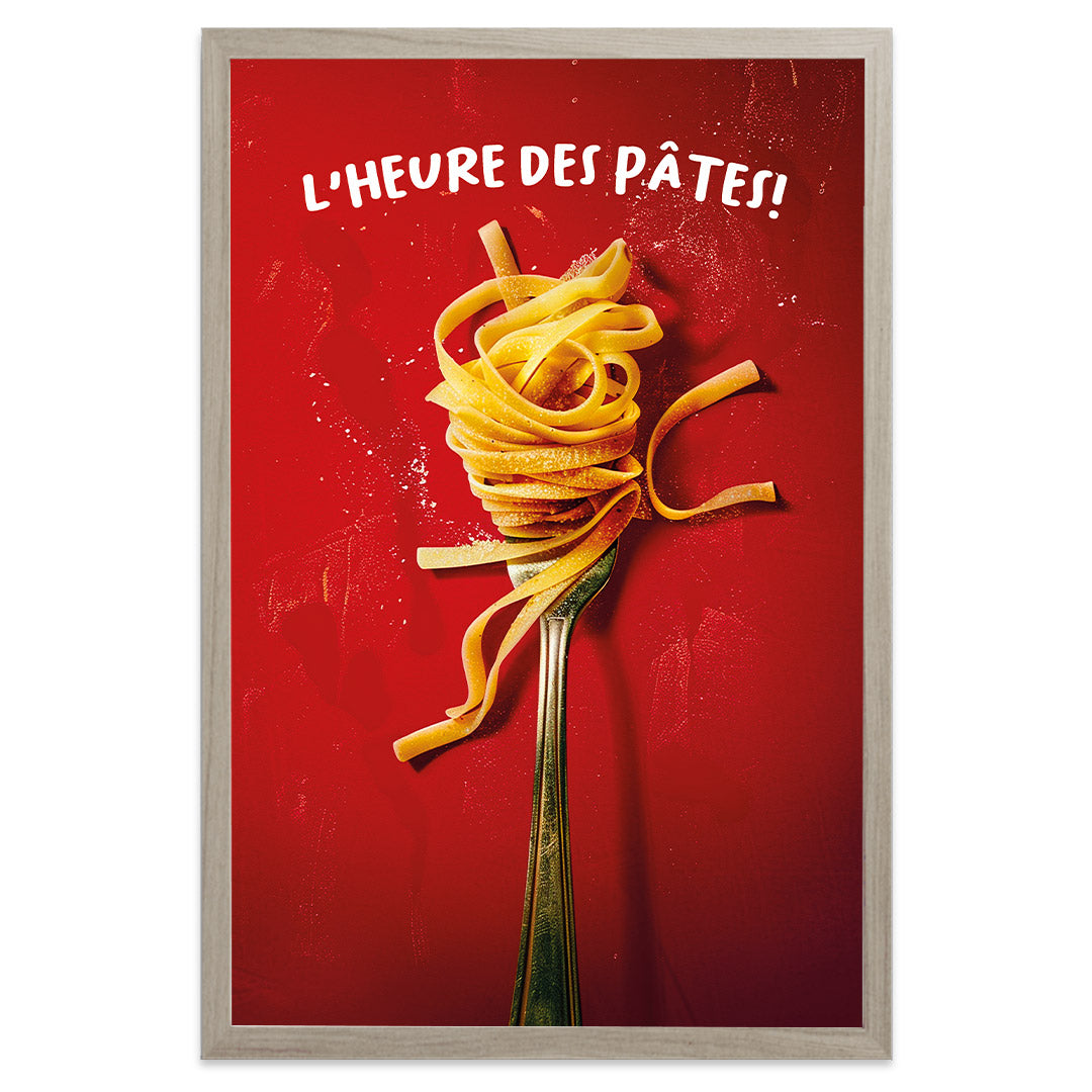 L'heure des pâtes affiche cadre beige